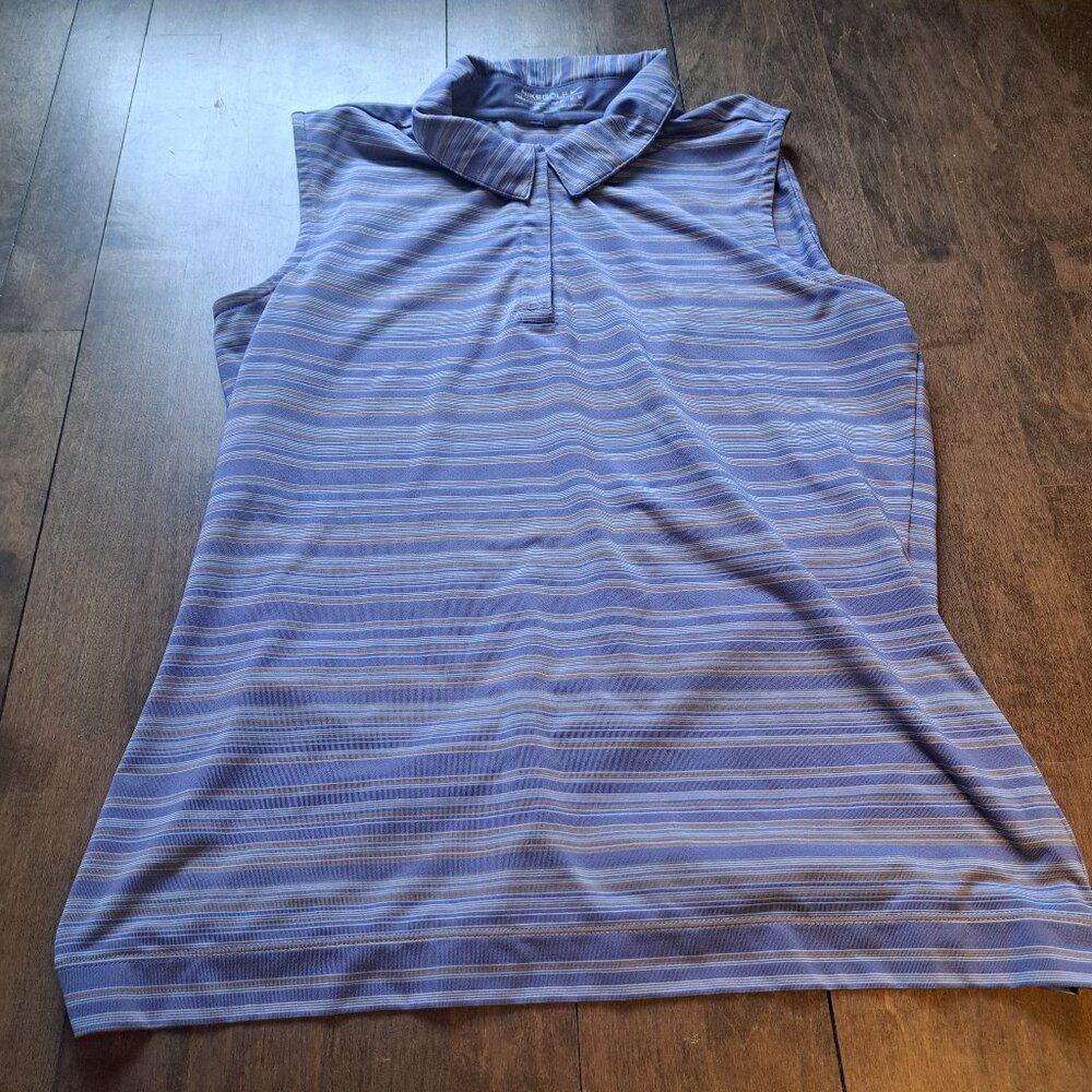 Fitdry NIKE golf women sleeveless top with collar stripes blue lilac